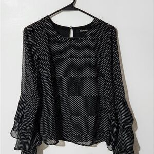 Sugar+Lips bell sleeves polka dot blouse